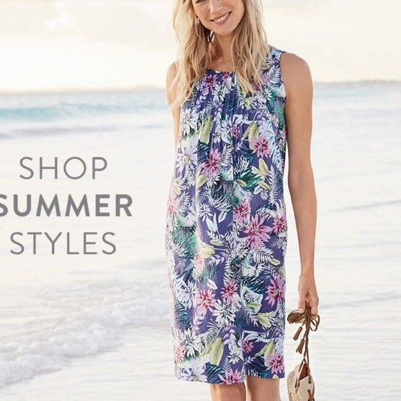 J. Jill Dresses & Skirts - J. Jill Love Linen Purple Floral Shift Dress Size Petite Large 100% Linen